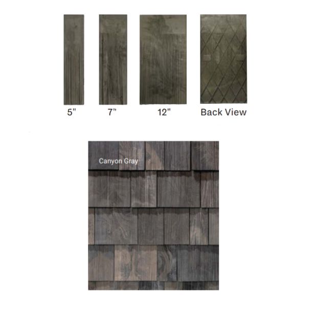 Brava Cedar Shake 22" Length X 5" 7" 12" Mixed Widths Canyon Gray 12/bundle