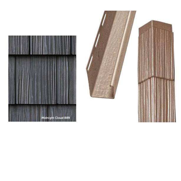 Foundry Split Shake Siding Corner Kit Weathered 7" Exposure Midnight Cloud 12/carton