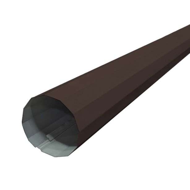 Lakefront Sheet Metal Downspout Round 12 Sided Kynar 6"x10' Tudor Brown