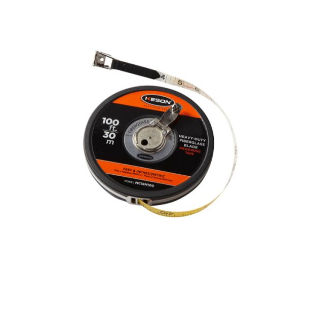 Keson MC18M100 Metal Round Case Tape 100'