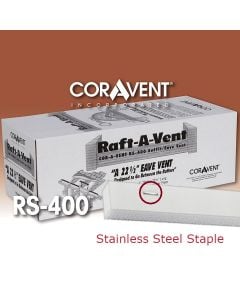 Cor-A-Vent RS-400SSWHT Stainless Staple Raft-A-Vent 1"x1.5"x22.5" White 48ct Coravent