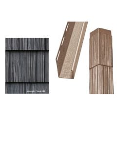 Foundry Split Shake Siding Corner Kit Weathered 7" Exposure Midnight Cloud 12/carton