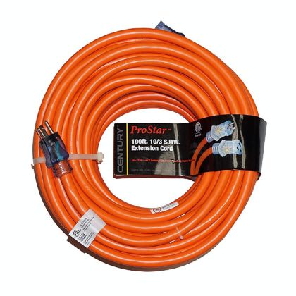 Century Wire Extension Cord 10/3 100' Orange