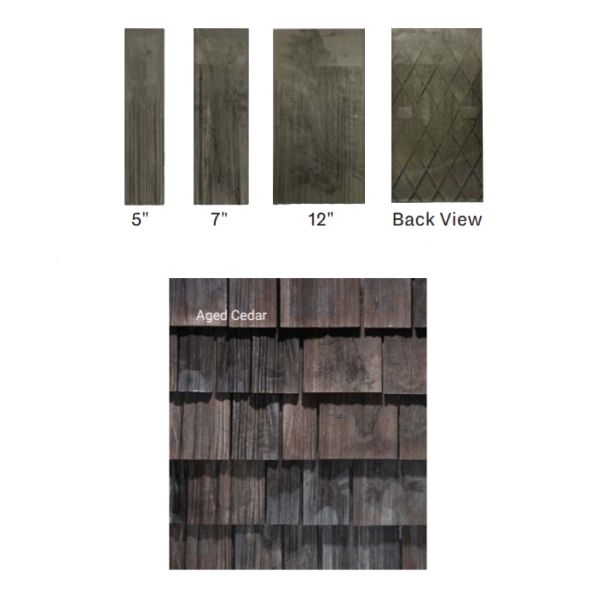 Brava Cedar Shake 22" Length X 5" 7" 12" Mixed Widths Aged Cedar 12/bundle