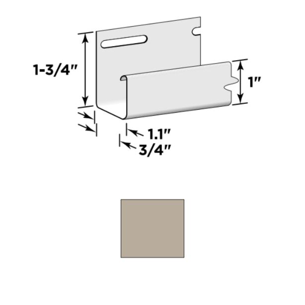 Certainteed 3/4" J-Channel 12'6" 48/Carton Natural Clay